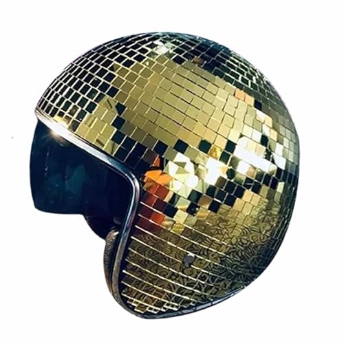 Aceirropy Discokugel Hüte,Discokugel-Helm Mit Einziehbarem Sonnenschutz,Glitzer-Spiegelkugel-D-isco-Kappe,Spiegelglas Glitzer S-piegel Glas Party-Hüte,G-las D-isco Ball Hut Für Damen Und Herren von Aceirropy