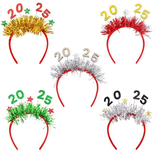 Aceirropy Haarband Weihnachten, Weihnachtshaarband - 5X Weihnachtshaarband 2025 Stirnband | Weihnachts-Kopfschmuck für Erwachsene, Kostüm-Kopfbedeckungen, Weihnachts-Haarschmuck für Kinder von Aceirropy