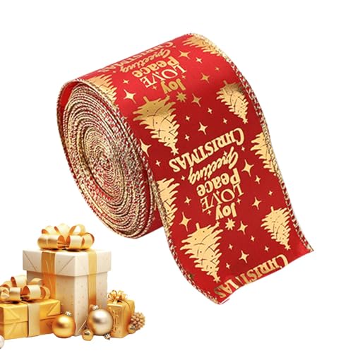 Aceirropy Rotgoldenes Band, Weihnachtsbaumband,2,5-Zoll-Weihnachtsband aus Samt mit Draht | 2,2 Yard Weihnachts-Samtband, drahtgebundenes Weihnachtsband für Baumschmuck von Aceirropy