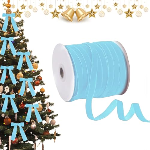 Aceirropy Samtband – 45,7 m Verpackungsband mit Spule, 1,9 cm breit, Nylonband für Weihnachtsbaum, Blumenstrauß, Kranzdekorationen, Schleifenherstellung von Aceirropy