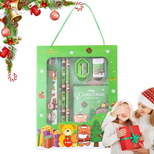 Aceirropy Weihnachts-Briefpapier-Sets für Kinder,Weihnachts-Schul-Briefpapier-Set - Studenten-Weihnachtsbriefpapier-Set mit 6 Stück | Niedliche festliche Schreibwaren, Schulgeschenke für Weihnachten von Aceirropy