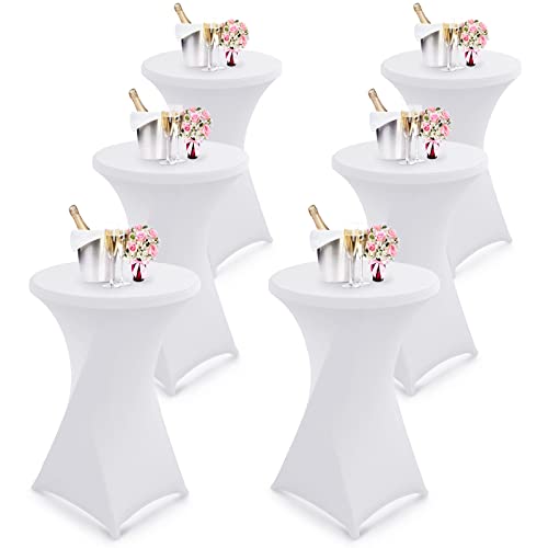 6er-Set Stretch Stehtischhusse, Tischdecke für Stehtische/Bistrotisch/Tischdurchmesser Ø 70-75cm in Weiß - Tisch Husse für Feiern Veranstaltungen Hochzeit Dekoration - Eleganter Tischüberzug von Acelectronic