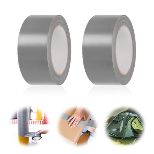 Acentor 2 Rollen Panzertape Extra Stark Wasserfest, Universelles Panzertape, Klebeband Stark für Innen & Außen Gewebeverstärktes Reparaturband, Gaffa Tape Silber 5cm x 30m von Acentor