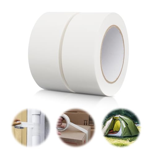 Acentor 2 Rollen Weiss Panzertape extra stark, Gewebeband Weiß 30 m x 50 mm, Duct Tape, Dichtungsband, Klebeband Wasserdicht für innen & außen Gewebeverstärktes Reparaturband von Acentor