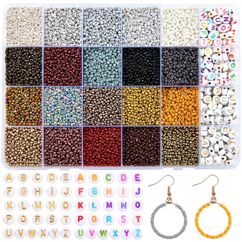 Acetiti 2mm Perlen für Armbänder, 20 Farben Rocailles Kleine Perlen Set Mini Glasperlen zum Auffädeln für DIY Schmuckherstellung Halsketten Handwerk Weihnachten (Metallische Farben) von Acetiti