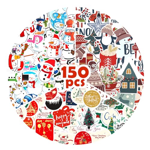 Acevegue 150 Blätter Individuelle Weihnachtsaufkleber, Weihnachts Aufkleber in Allen Formen Weihnachtsdekoration Weihnachtsdeko, Weihnachtsgeschenke Sticker Etiketten Weihnachtsspielzeug von Acevegue