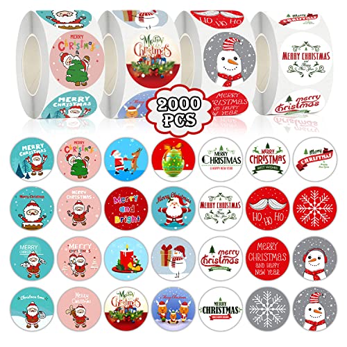 Acevegue 2000 Stück Weihnachten Aufkleber Rolle, Christmas Sticker Kinder Weihnachten Aufkleber Schneemann Weihnachtsmütze Rentier Weihnachtsbaum, Weihnachtsaccesoir Merry Christmas Decorations von Acevegue