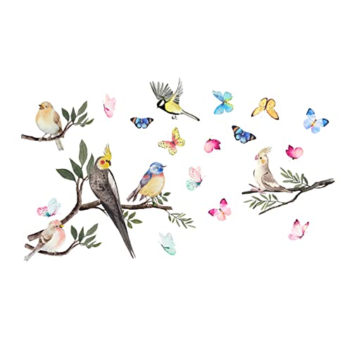 Wandtattoo Schlafzimmer Wandaufkleber zum Abziehen Aufkleben Vögel Vinyl-Wandaufkleber Schmetterling Blumen bunte Wandaufkleber Garten Wohnzimmer Wandtatoo Deko Jugendzimmer (Multicolor, One Size) von Achimlt