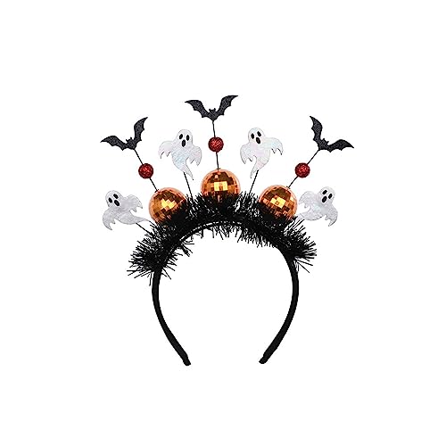 Halloween-Haarreif für Erwachsene und Kinder, Gothic-Fledermaus, Discokugel, Haarreifen, Party-Kopfschmuck, Foto-Requisiten (A-Geist, 22,86 x 25,9 cm) von Achlibe