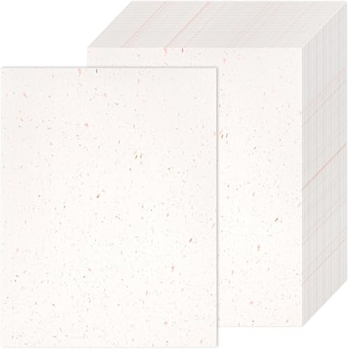 Acidea 50 Blatt elfenbeinfarbenes Lebenslauf-Papier zum Drucken, 250 g/m², verdicktes A4-Karton, elfenbeinfarbenes Papier, Roségold-Folienflocken, cremefarbener Karton zum Schreiben, Speisekarten, von Acidea