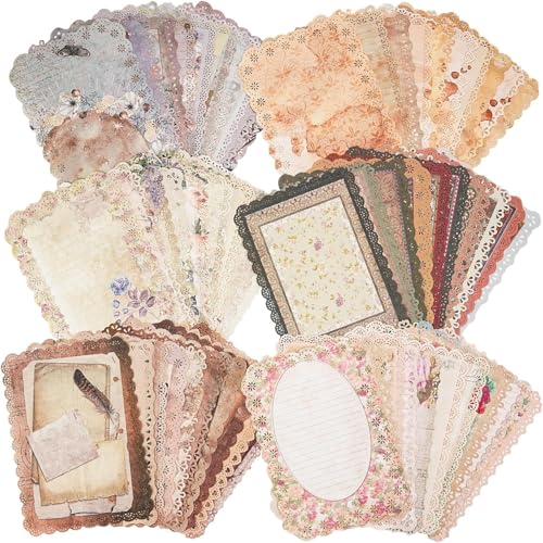 Acidea 60 Blätter Spitze Kanten Scrapbook Zubehör, 6 Pack Vintage Scrapbook Papier für Bullet Journaling Zubehör , Scrapbooking Zubehör und Collage Hintergrund Dekorative 4,9 x 6,9 Zoll von Acidea