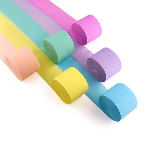 Acoavo Krepppapier-Luftschlangen, 6 Rollen, 5,6 cm x 30,6 m, Party-Luftschlangen für Party-Hintergrund, Basteln, Seidenpapier, Party-Dekorationen, Hochzeit, Geburtstag, Abschlussfeier, Dekoration, von Acoavo