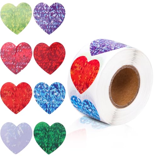 Acooruiteng 500 Stück Herz Sticker 25mm Aufkleber Herz Selbstklebend Sticker Herzen Flash Herz Aufkleber Aufkleber Herzen Heart Stickers für Siegel Basteln und Scrapbooking Geschenkverpackungen von Acooruiteng