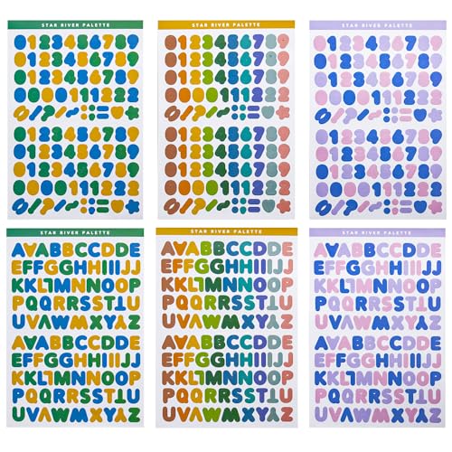 Acooruiteng Buchstaben Aufkleber Selbstklebende Klebebuchstaben Zahlen Aufkleber Buchstaben Sticker Buchstaben Letter Stickers Nummer Aufkleber für Dekoration DIY Scrapbooking 6 Blätter 0.5 Zoll von Acooruiteng