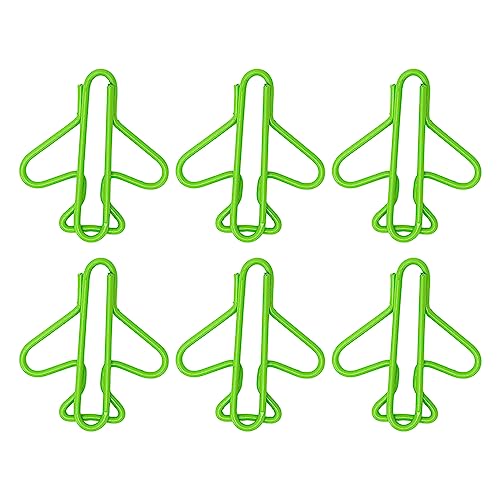 100 Süße Büroklammern, Leicht und Tragbar, Ideal für Scrapbook- und Kartenherstellung, Ausgefallene Büroklammern Im Flugzeug-Design mit Box (GREEN) von Acouto