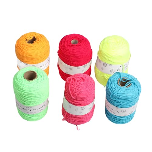 Tuftgarn Teppich Strickgarn Teppich Garn Machen Für DIY 6 Rollen 437 Yards Jeder Schrumpfbeständig Fluoreszierende Farben für Heimgebrauch Baumwolle Polyester von Acouto