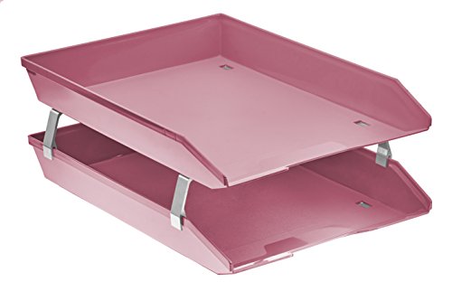 Acrimet Facility 2 Ebenen Briefablage Frontlader, Letter Tray/A4, Desktop Datei Organizer, Kunststoff (Rosa) von Acrimet