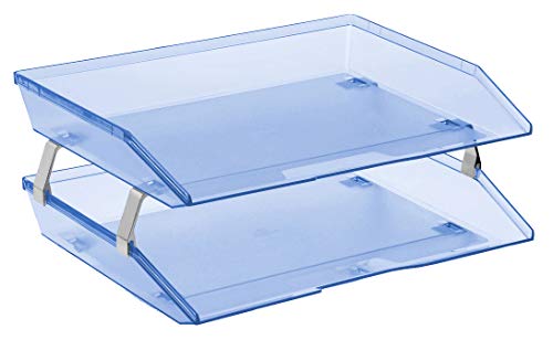 Acrimet Facility 2 Ebenen Briefablage Seiteneinschub, Letter Tray/A4, Desktop Datei Organizer, Kunststoff (Transparent Blau) von Acrimet