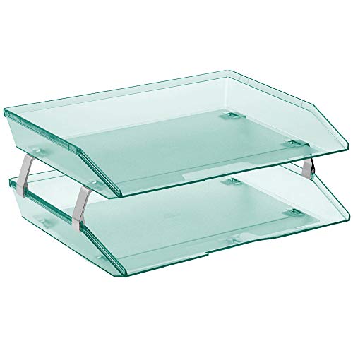 Acrimet Facility 2 Ebenen Briefablage Seiteneinschub, Letter Tray/A4, Desktop Datei Organizer, Kunststoff (Transparent Grün) von Acrimet