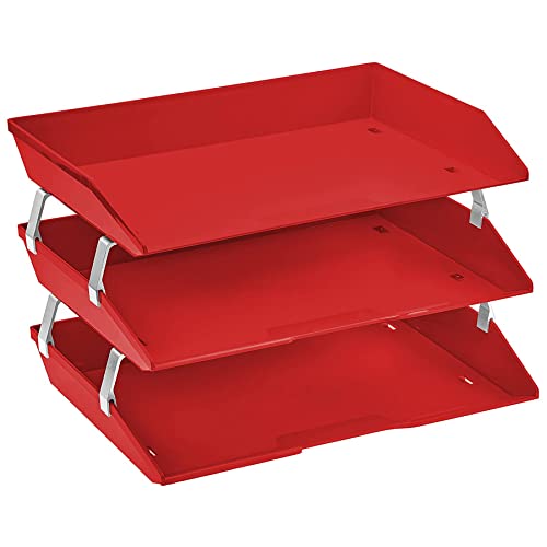 Acrimet Facility 3 Ebenen Briefablage Seiteneinschub, Letter Tray/A4, Desktop Datei Organizer, Kunststoff (Rot) von Acrimet