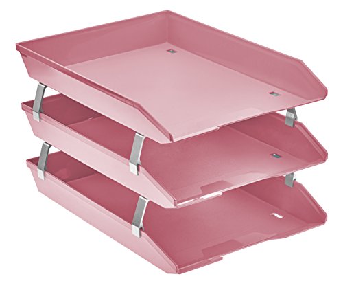 Acrimet Facility 3 Ebenen Briefablage Vorderladung, Letter Tray/A4, Desktop Datei Organizer, Kunststoff (Rosa Farbe) von Acrimet