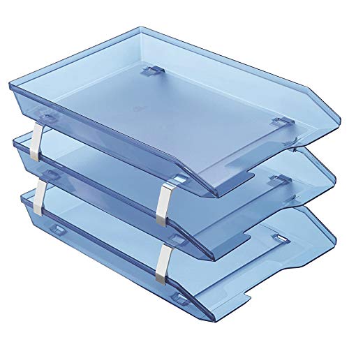 Acrimet Facility 3 Ebenen Briefablage Vorderladung, Letter Tray/A4, Desktop Datei Organizer, Kunststoff (Transparent Blau Farbe) von Acrimet