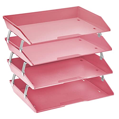 Acrimet Facility 4 Ebenen Briefablage Seiteneinschub, Letter Tray/A4, Desktop Datei Organizer, Kunststoff (Rosa) von Acrimet