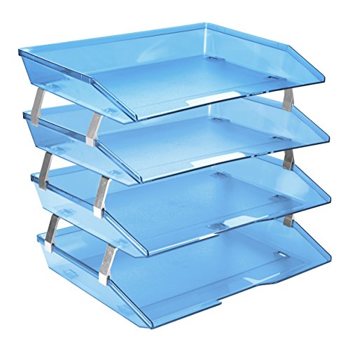 Acrimet Facility 4 Ebenen Briefablage Seiteneinschub, Letter Tray/A4, Desktop Datei Organizer, Kunststoff (Transparent Blau) von Acrimet