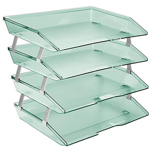 Acrimet Facility 4 Ebenen Briefablage Seiteneinschub, Letter Tray/A4, Desktop Datei Organizer, Kunststoff (Transparent Grün) von Acrimet