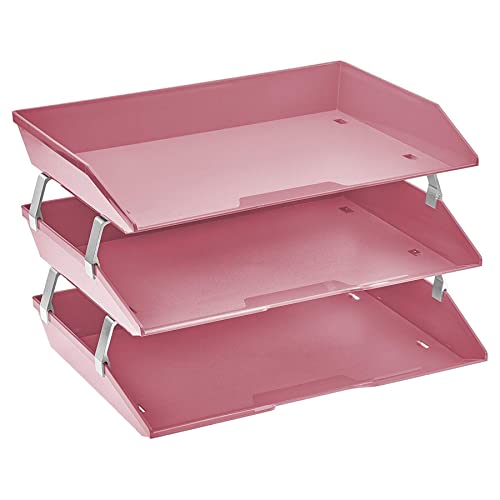 Acrimet Facility 3 Ebenen Briefablage Seiteneinschub, Letter Tray/A4, Desktop Datei Organizer, Kunststoff (Rosa) von Acrimet