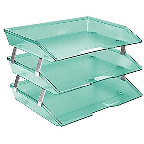 Acrimet Facility 3 Ebenen Briefablage Seiteneinschub, Letter Tray/A4, Desktop Datei Organizer, Kunststoff (Transparent Grün) von Acrimet