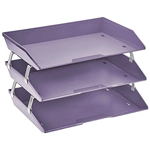 Acrimet Facility 3 Ebenen Briefablage Seiteneinschub, Letter Tray/A4, Desktop Datei Organizer, Kunststoff (Lila) von Acrimet