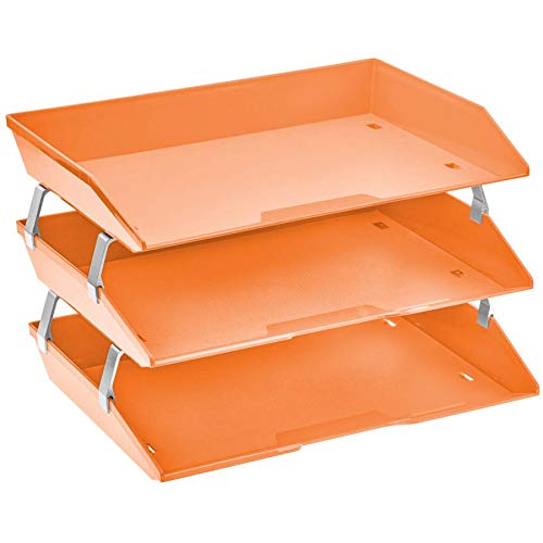 Acrimet Facility 3 Ebenen Briefablage Seiteneinschub, Letter Tray/A4, Desktop Datei Organizer, Kunststoff(Orange Zitrus) von Acrimet