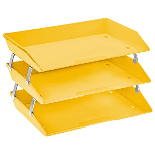 Acrimet Facility 3 Ebenen Briefablage Seiteneinschub, Letter Tray/A4, Desktop Datei Organizer, Kunststoff (Gelb) von Acrimet