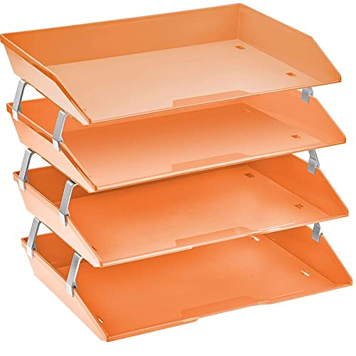 Acrimet Facility 4 Ebenen Briefablage Seiteneinschub, Letter Tray/A4, Desktop Datei Organizer, Kunststoff (Orange Zitrus) von Acrimet