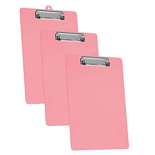 Acrimet Klemmbrett A4 (34 cm x 24 cm) Flacher Metallklammer mit seitlichen Linealen (Rosa Farbe) (Plastik) (3er-Pack) von Acrimet