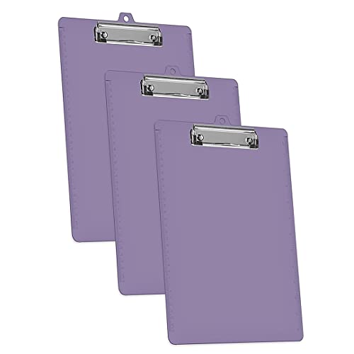 Acrimet Klemmbrett A4 (34 cm x 24 cm) Flacher Metallklammer mit seitlichen Linealen (Violett Farbe) (Plastik) (3er-Pack) von Acrimet