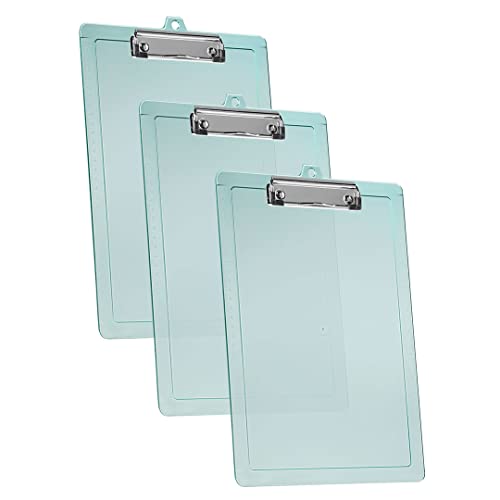 Acrimet Klemmbrett Briefgröße A4 (34 cm x 24 cm) Niedrigprofil-Clip mit seitlichen Linealen (Kunststoff) (Transparente grüne Farbe) (3er-Pack) von Acrimet