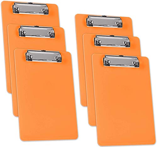 Acrimet Klemmbrett Memo (23.5 cm x 16 cm) Flacher Metallklammer (Orange Farbe) (Plastik) (6er-Pack) von Acrimet