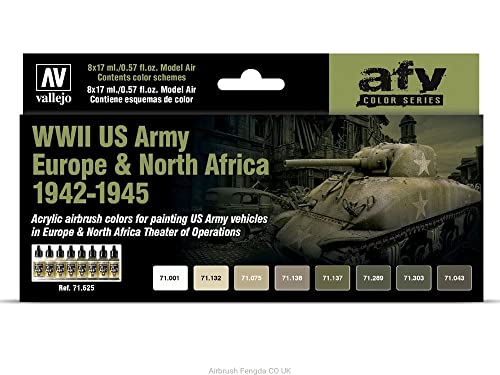 Acrylicos Vallejo 071625 Farb-Set, WWII US Army Europa & Nordafrika, 1942-1945 Modellbau, Mehrfach verwendbar: von Vallejo