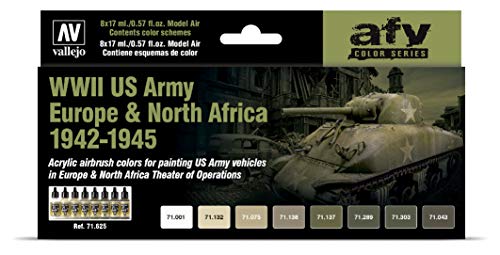 Acrylicos Vallejo 071625 Farb-Set, WWII US Army Europa & Nordafrika, 1942-1945 Modellbau, Mehrfach verwendbar: von Vallejo