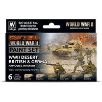 Farb-Set, Deutsche & Britische Infanterie, Wüstenfarben WWII (6x17ml) von Acrylicos Vallejo