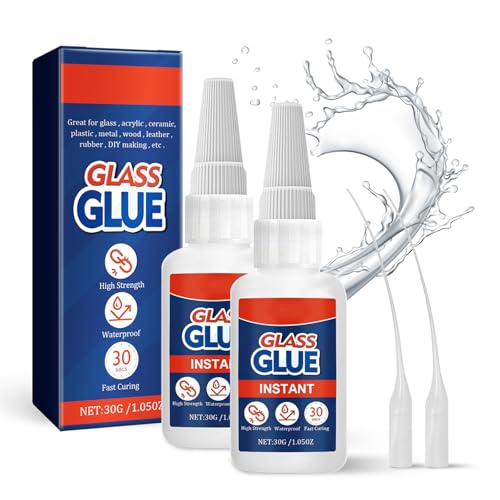 Glaskleber 60g, Sekundenkleber Glas Extra Stark, Acrylglas Kleber Glaskleber Transparent Wasserfest für Glas, Spiegel, Keramik, Kunststoff, Holz, Heimwerkerarbeiten von Actsime