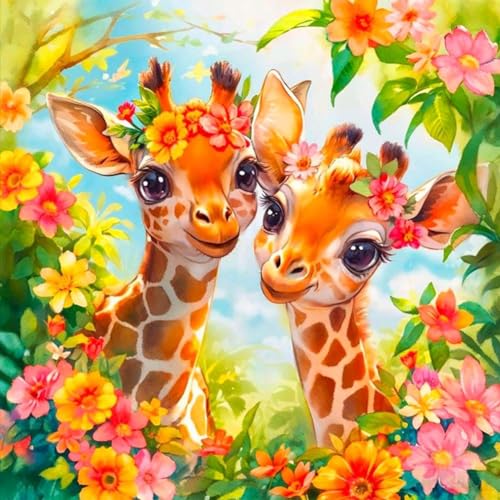 Acudotr Diamond Painting Erwachsene Set, 5D Diamant Painting Kits Bilder für Erwachsene, DIY Diamant Malerei Diamond Art Kits Set für Wanddekor, Giraffe, 30x30cm von Acudotr