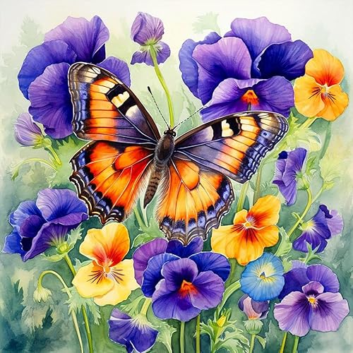 Acudotr Diamond Painting Erwachsene Set, 5D Schmetterling Diamant Painting Kits Bilder für Erwachsene, DIY Diamant Malerei Diamond Art Kits Set für Wanddekor, Blumen, 30x30cm von Acudotr