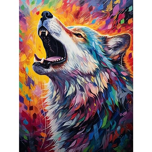 Acudotr Diamond Painting Erwachsene Set, 5D Wolf Diamant Painting Kits Bilder für Erwachsene, DIY Diamant Malerei Diamond Art Kits Set für Wanddekor, 30x40cm von Acudotr