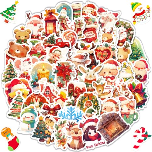 Acuiwer 100 x Weihnachtsaufkleber mit Cartoon-Motiv, für Wasserflaschen, Snowboard, Laptop, Gepäck, Motorrad, Fahrrad, Kühlschrank, Kinder, Teenager von Acuiwer