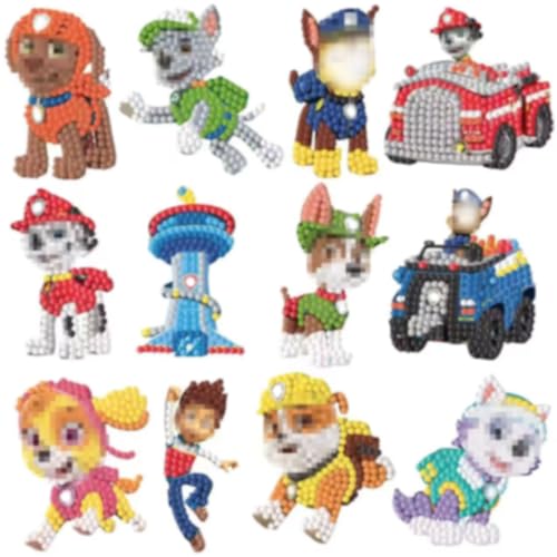 Acuiwer Diamantmalerei Kinder Diamond Painting Set 12 STK Cartoon Theme Diamant Malerei Kits für Kinder Geburtstags Geschenk für Jungen Mädchen (G-WangDog-12pcs) von Acuiwer