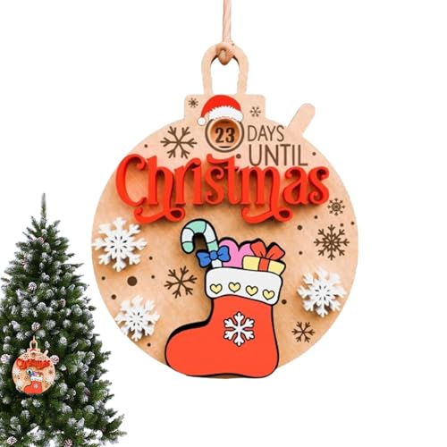 Acunny Countdown-Weihnachtsbaumschmuck, verschiebbarer Countdown bis Weihnachten-Ornament | Weihnachtskalender aus Holz 25 Tage | Weihnachtsmann-Countdown-Kalender für Partygeschenke von Acunny