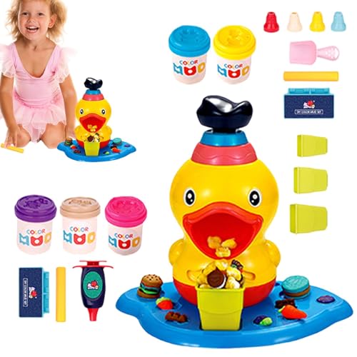 Acunny Farbteig-Spielzeug, Spiel-Farbteig-Sets - Teigformendes lustiges Nudelmacher-Spielzeug | Modelliermasse-Teigwerkzeuge, Nudelmacher, lustige Cartoon-Ente, buntes Teigspielzeug für Kinder ab 3 von Acunny
